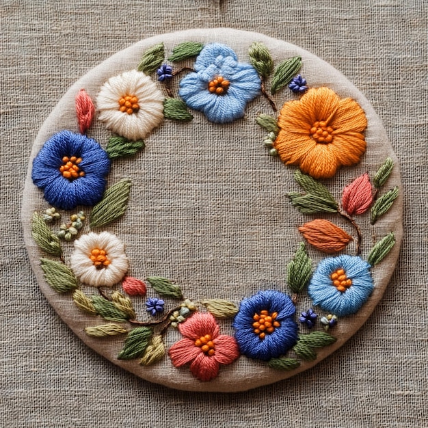Hoop with colorful embroidery